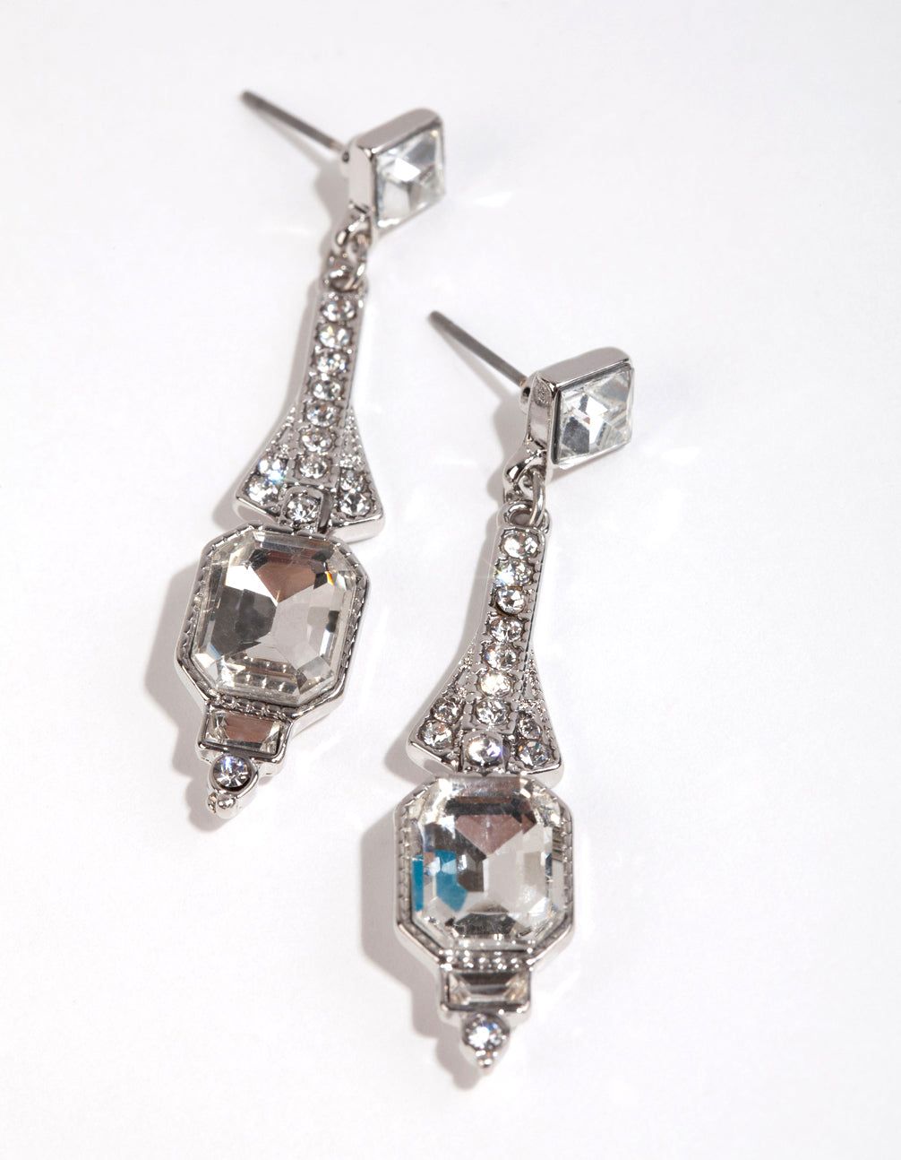 Rhodium Vintage Diamante Drop Earrings sold by lovisa