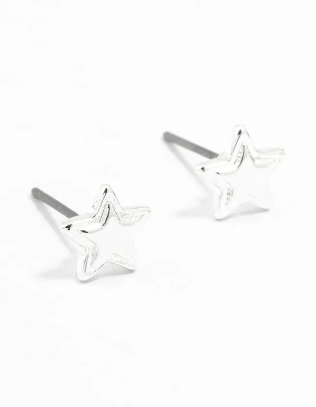 Silver Layered Star Stud Earrings sold by lovisa