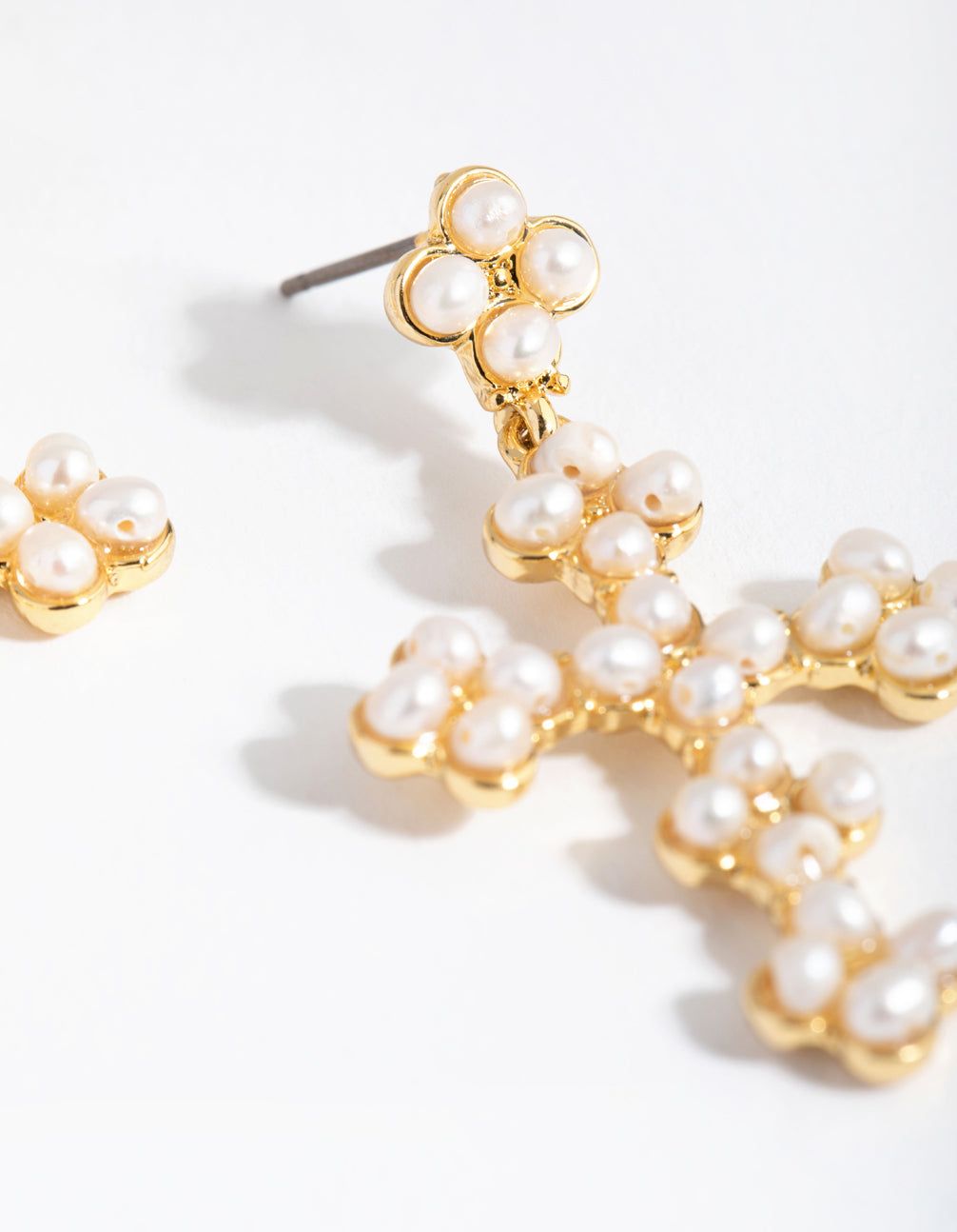 18ct Gold Plated Freshwater Pearl Cross Earrings sold by lovisa product image thumbnail 2