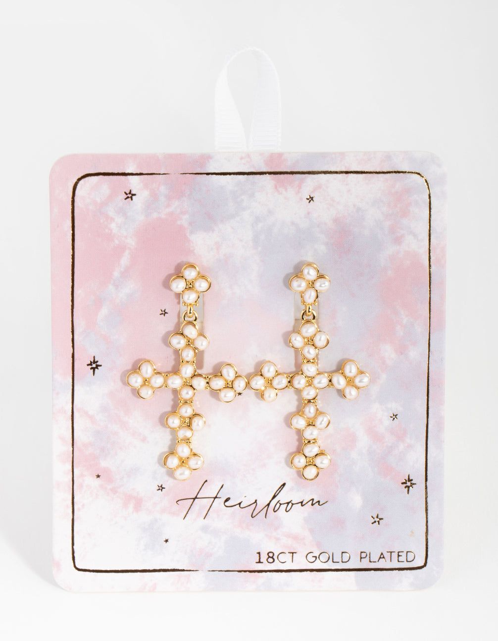 18ct Gold Plated Freshwater Pearl Cross Earrings sold by lovisa product image thumbnail 3