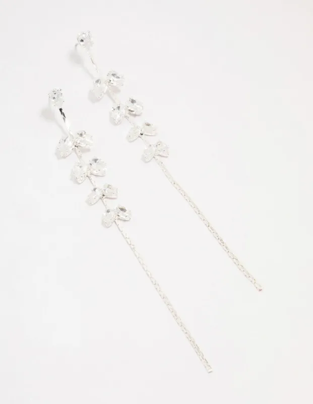 Silver Cubic Zirconia Petal Stem Drop Earrings sold by lovisa