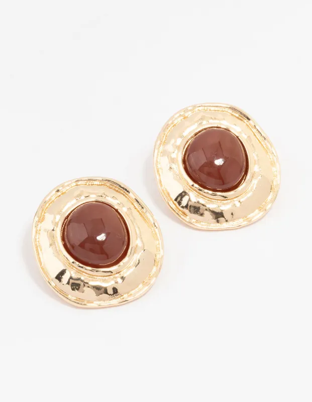 Gold Molten Circle Disc Stud Earrings sold by lovisa