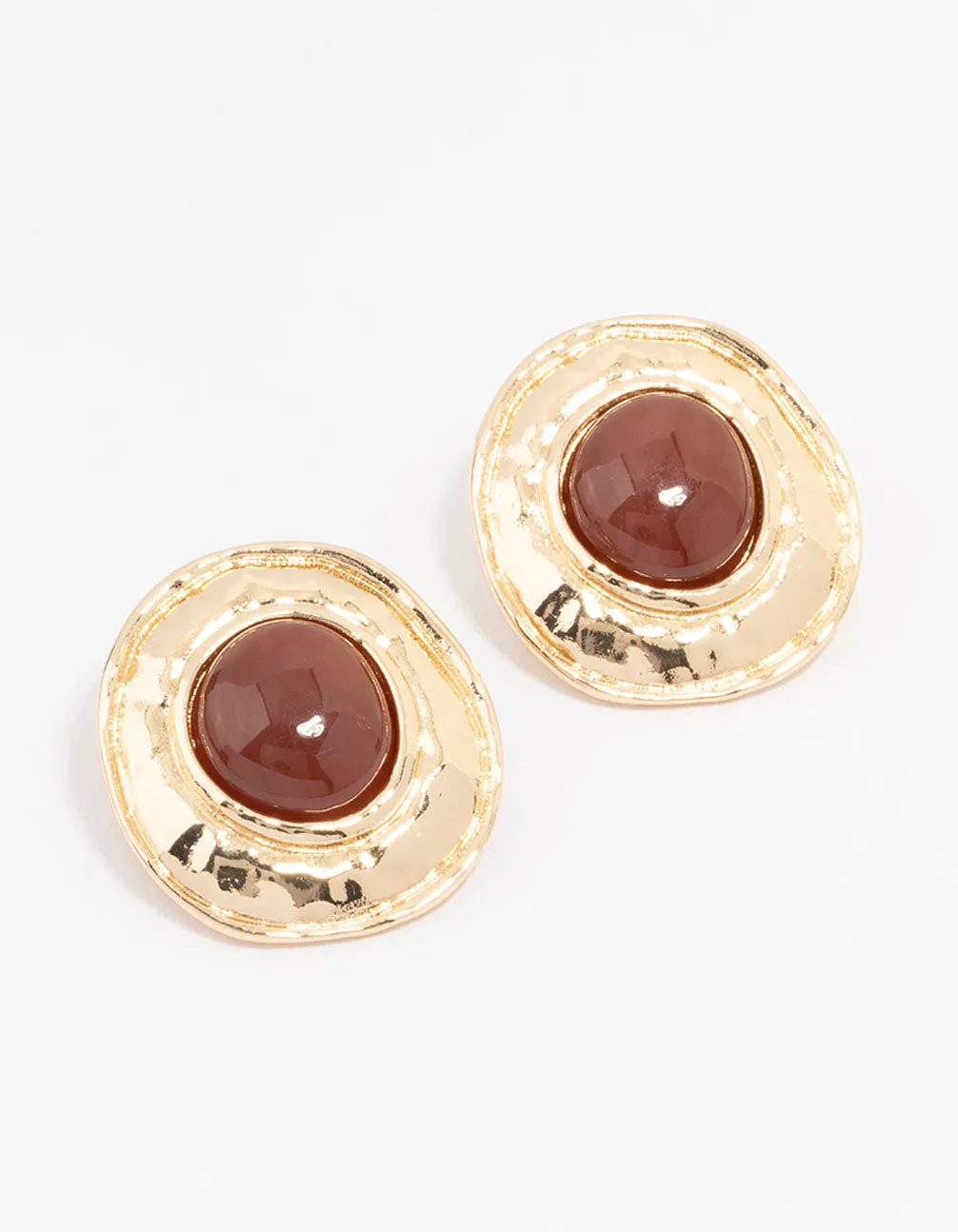 Gold Molten Circle Disc Stud Earrings sold by lovisa