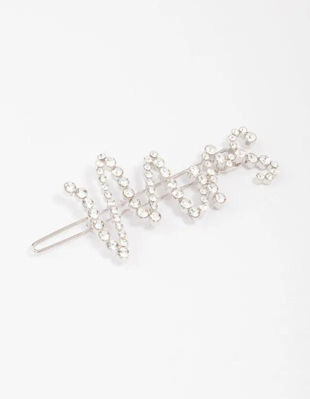 Rhodium Diamante Mrs Hair Clip sold by lovisa