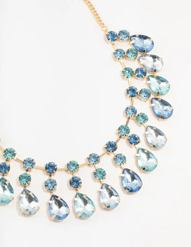 Blue Gold Statement Necklace sold by lovisa