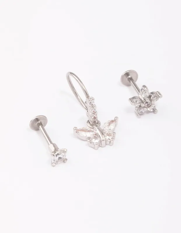 Surgical Steel Butterfly Flat Back 3-Pack sold by lovisa