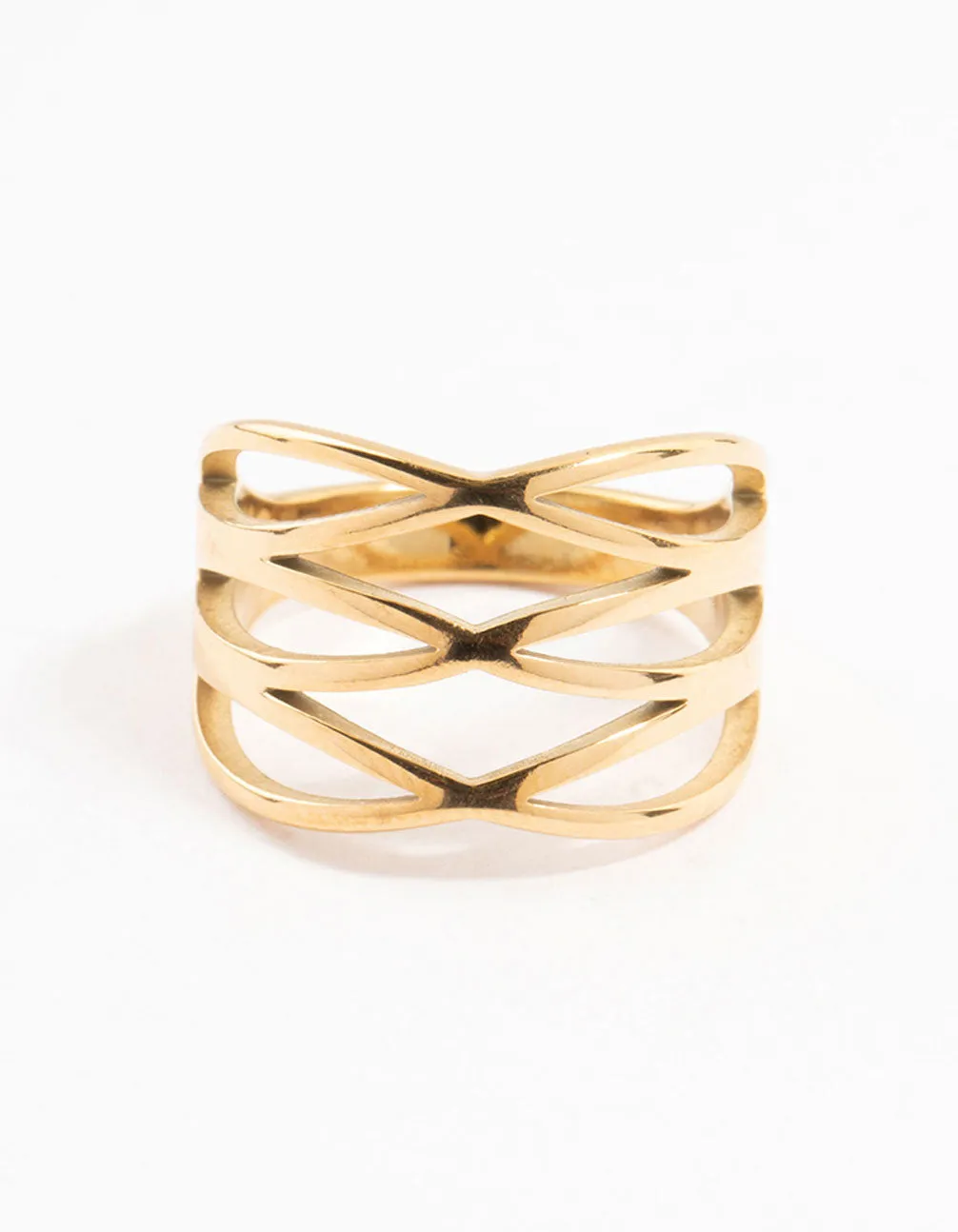 Waterproof Gold Plated Stainless Steel Crossover Ring sold by lovisa product image thumbnail 3