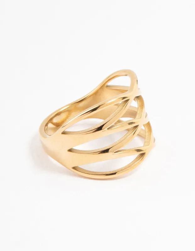 Waterproof Gold Plated Stainless Steel Crossover Ring sold by lovisa