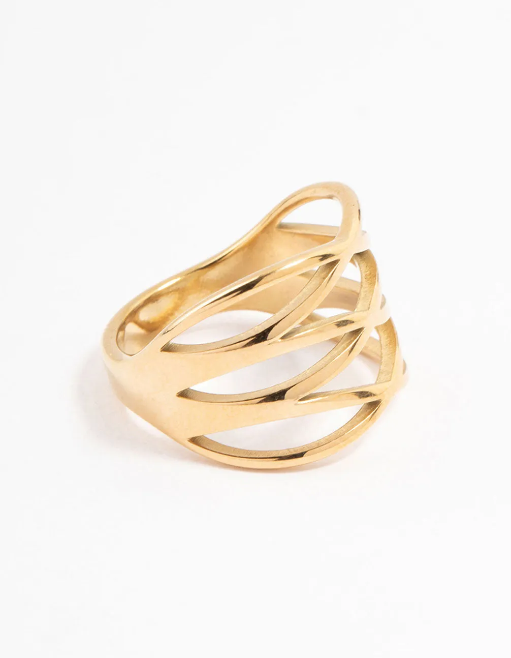 Waterproof Gold Plated Stainless Steel Crossover Ring sold by lovisa