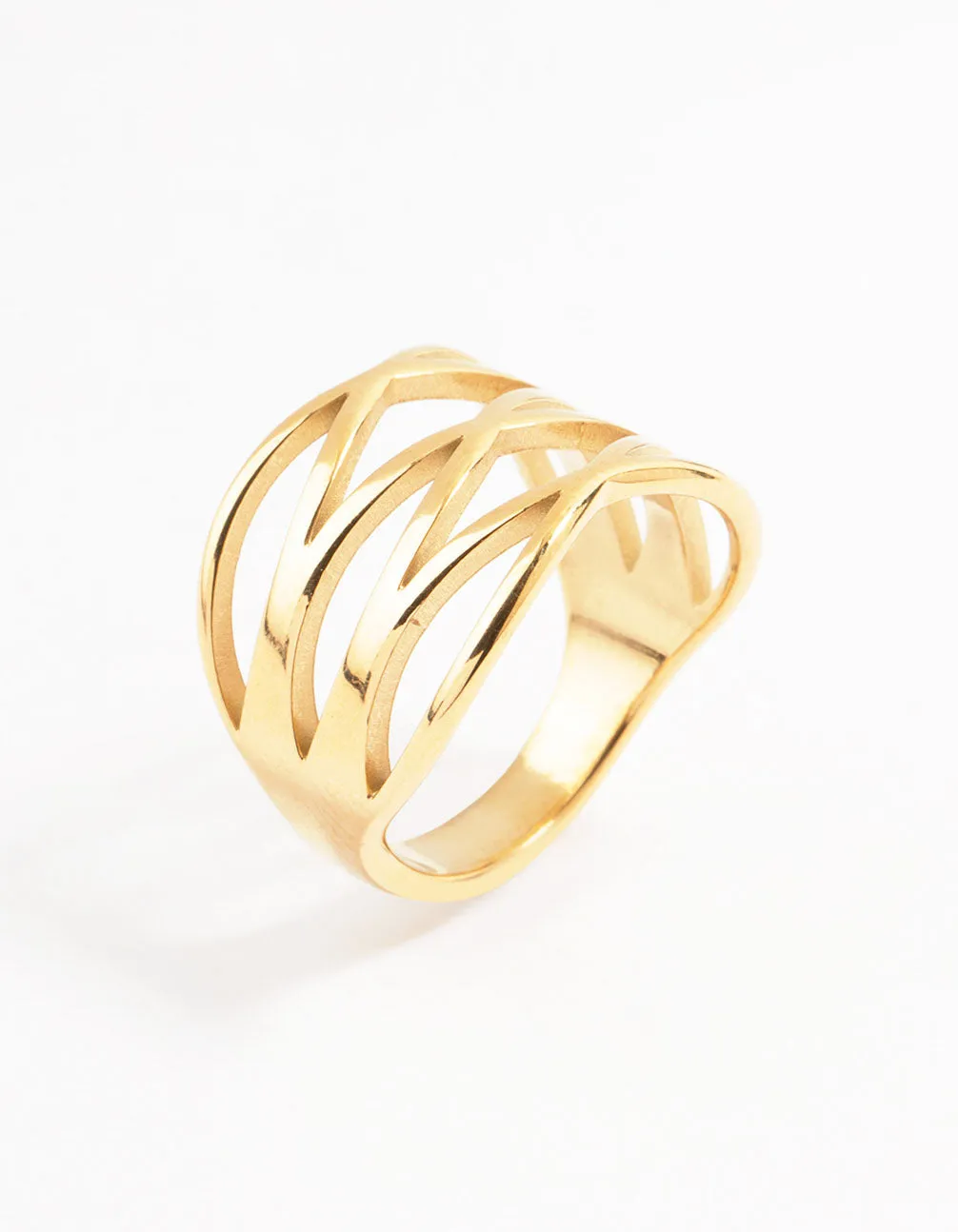 Waterproof Gold Plated Stainless Steel Crossover Ring sold by lovisa product image thumbnail 2