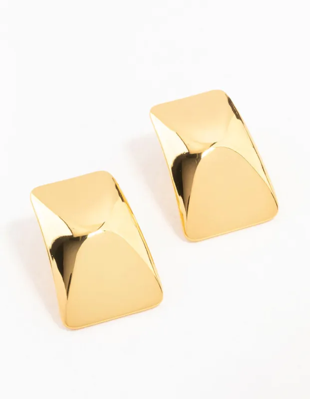 Waterproof Gold Plated Stainless Steel Rectangle Stud Earrings sold by lovisa