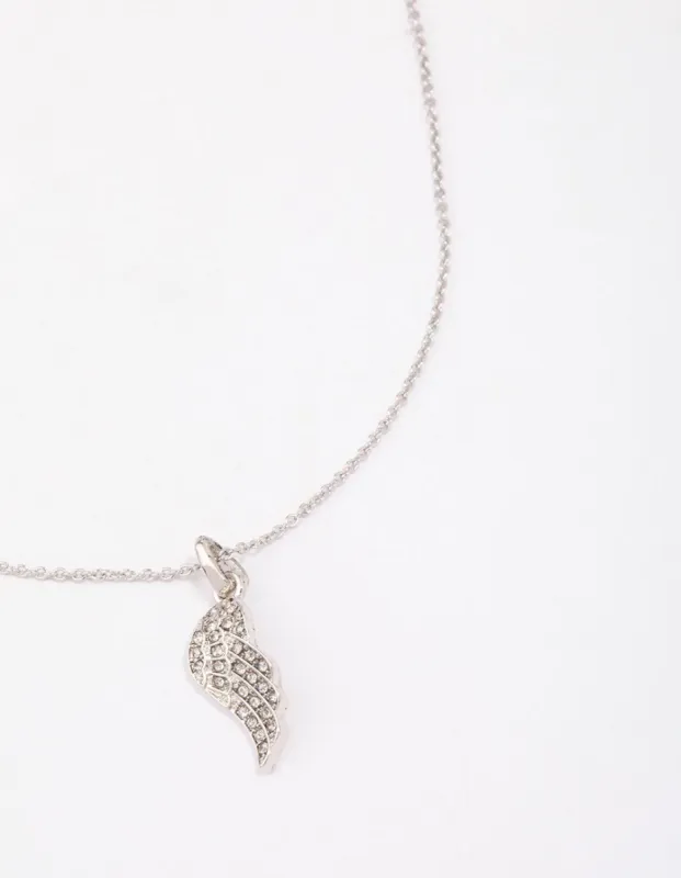 Silver Diamante Angel Wing Necklace sold by lovisa