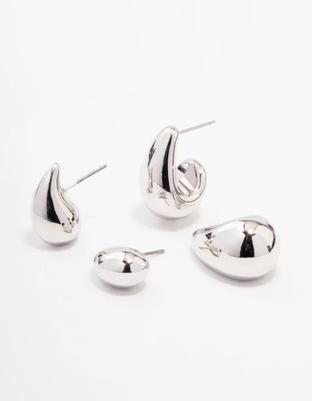 Silver Teardrop Shaped Earring Pack sold by lovisa