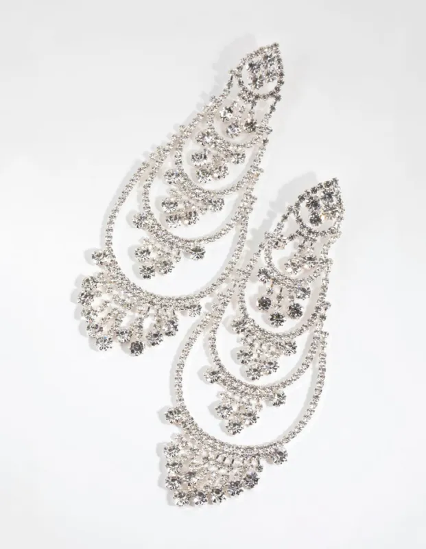 Silver Statement Chandelier Drop Earrings sold by lovisa