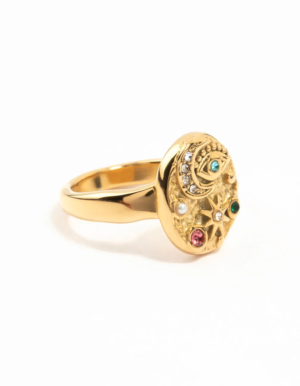 Waterproof Gold Plated Stainless Steel Celestial Cocktail Ring sold by lovisa