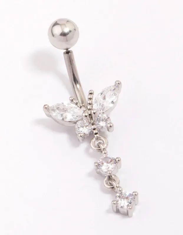 Titanium Cubic Zirconia Butterfly Drop Belly Piercing sold by lovisa