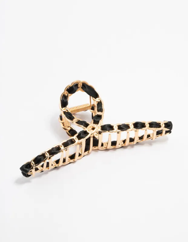Gold Twisted Fabric Wrap Claw Clip sold by lovisa