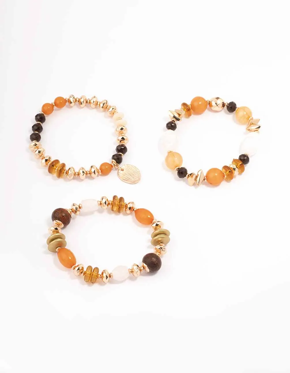 Gold Mixed Beaded Stretch Bracelet 3-Pack sold by lovisa
