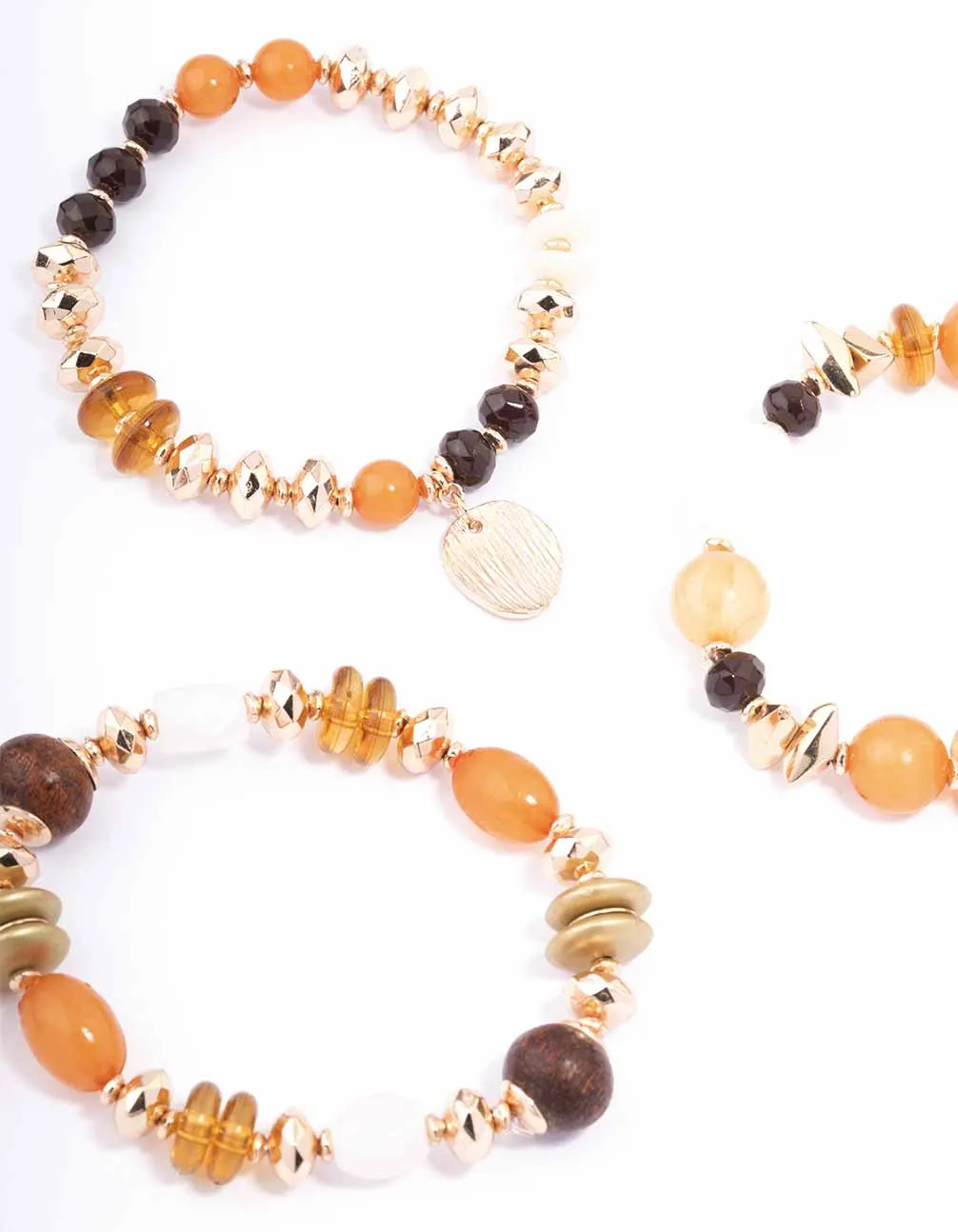 Gold Mixed Beaded Stretch Bracelet 3-Pack sold by lovisa product image thumbnail 4