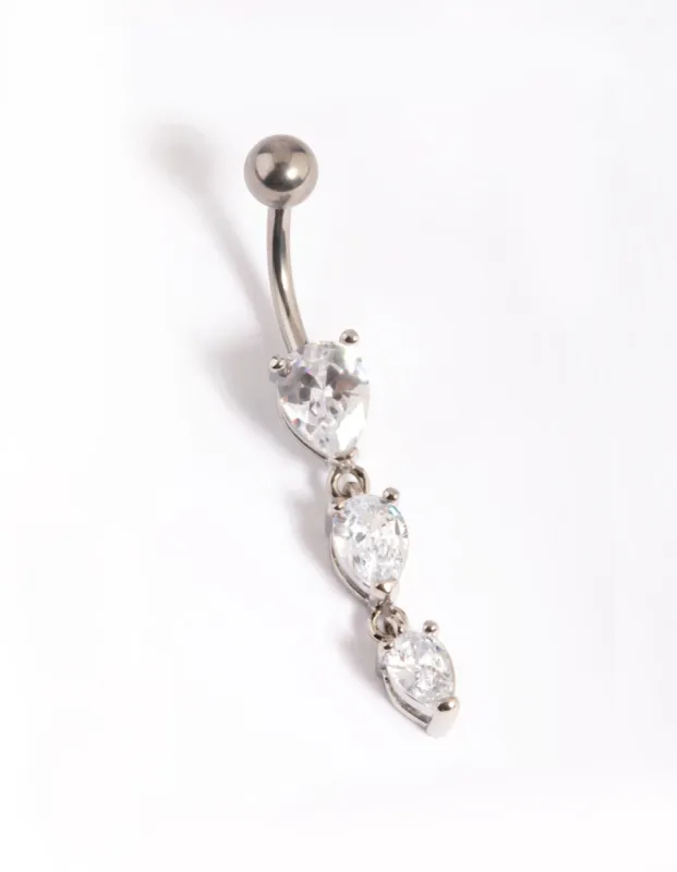 Titanium Triple Pear Drop Belly Ring sold by lovisa