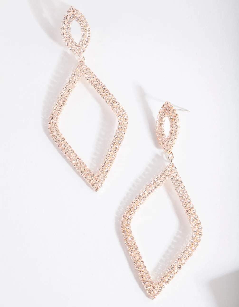 Rose Gold Diamante Earrings sold by lovisa
