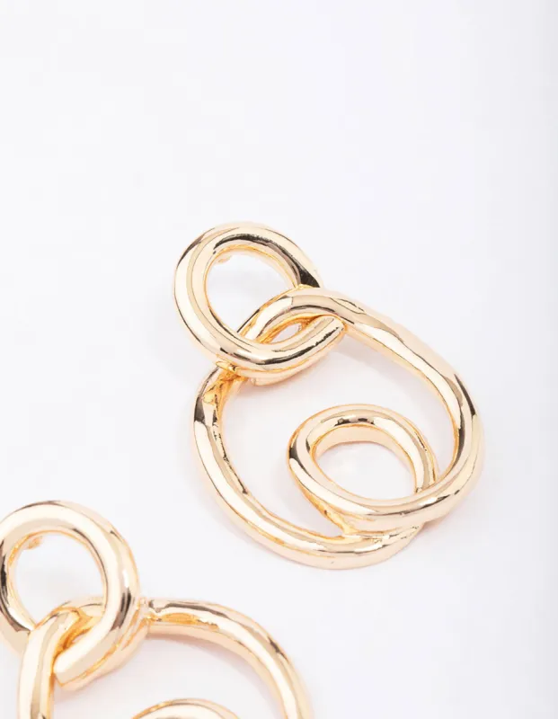 Gold Wrapped Circle Drop Earrings sold by lovisa