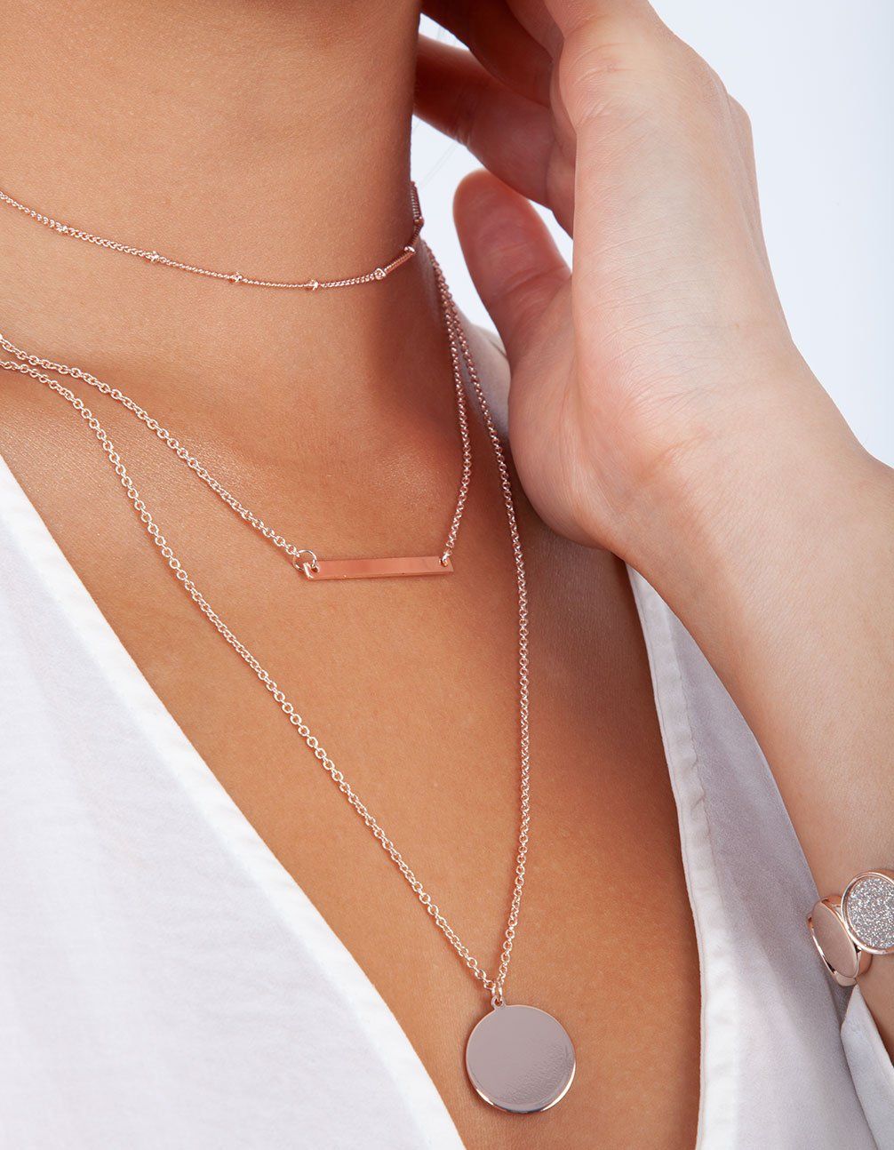 ROSE GOLD DELICATE LAYERED 3 ROW CHOKER sold by lovisa product image thumbnail 2