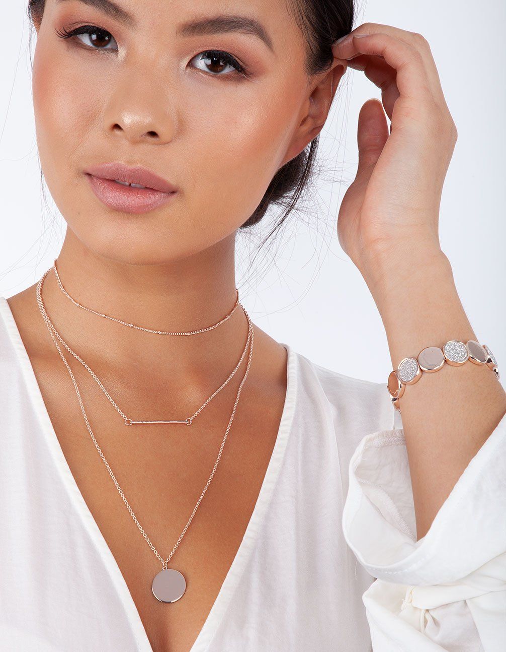 ROSE GOLD DELICATE LAYERED 3 ROW CHOKER sold by lovisa