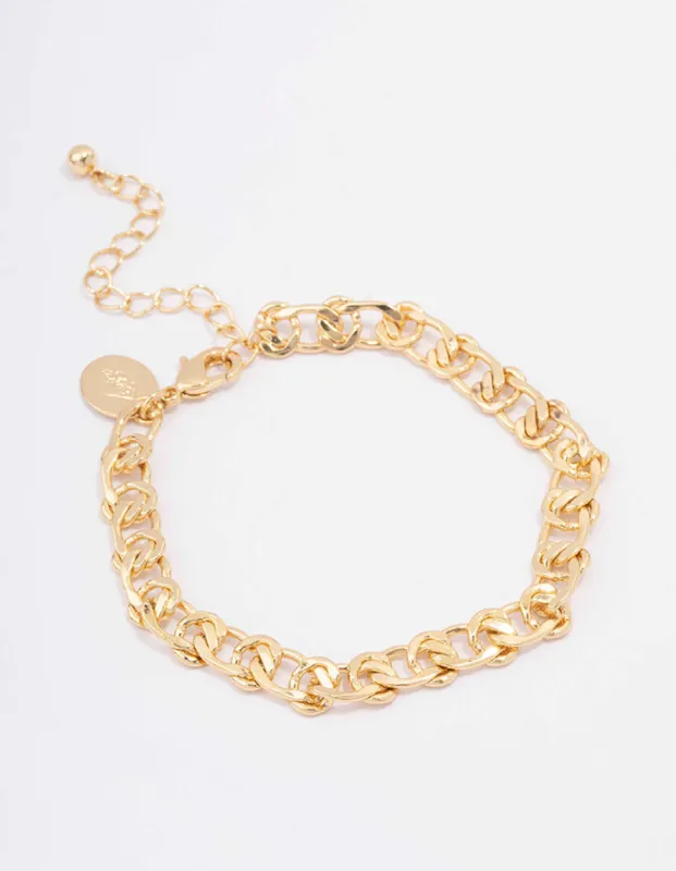 Gold Plated Flat Loop Chain Bracelet sold by lovisa