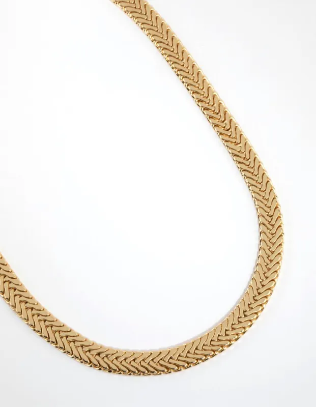 Gold Plated Flat Scaled Chain Necklace sold by lovisa
