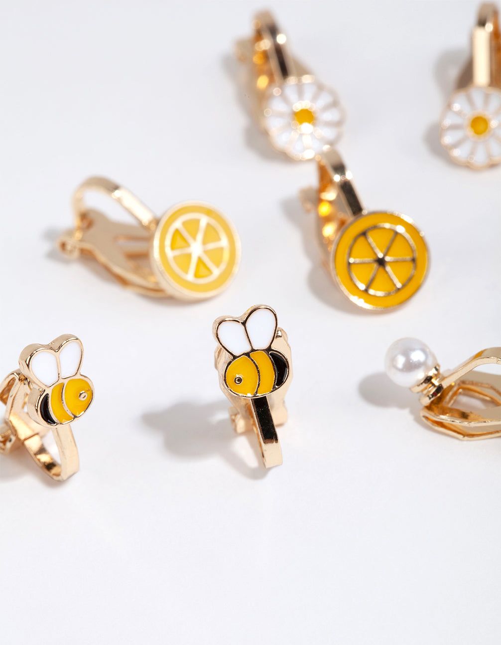 Kids Gold Lemon & Bee Clip On Earring Pack sold by lovisa product image thumbnail 2
