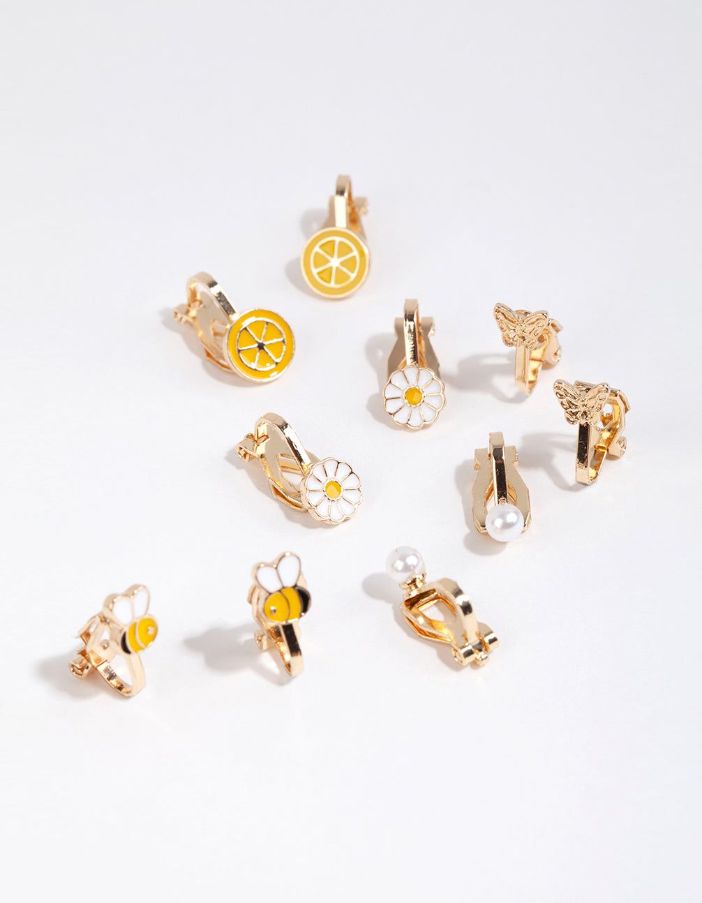 Kids Gold Lemon & Bee Clip On Earring Pack sold by lovisa