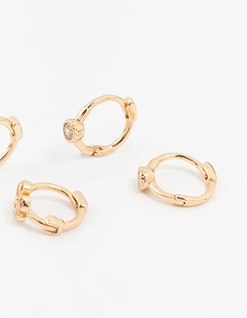 Gold Mixed Diamante Flower Earrings 3-Pack sold by lovisa product image thumbnail 3