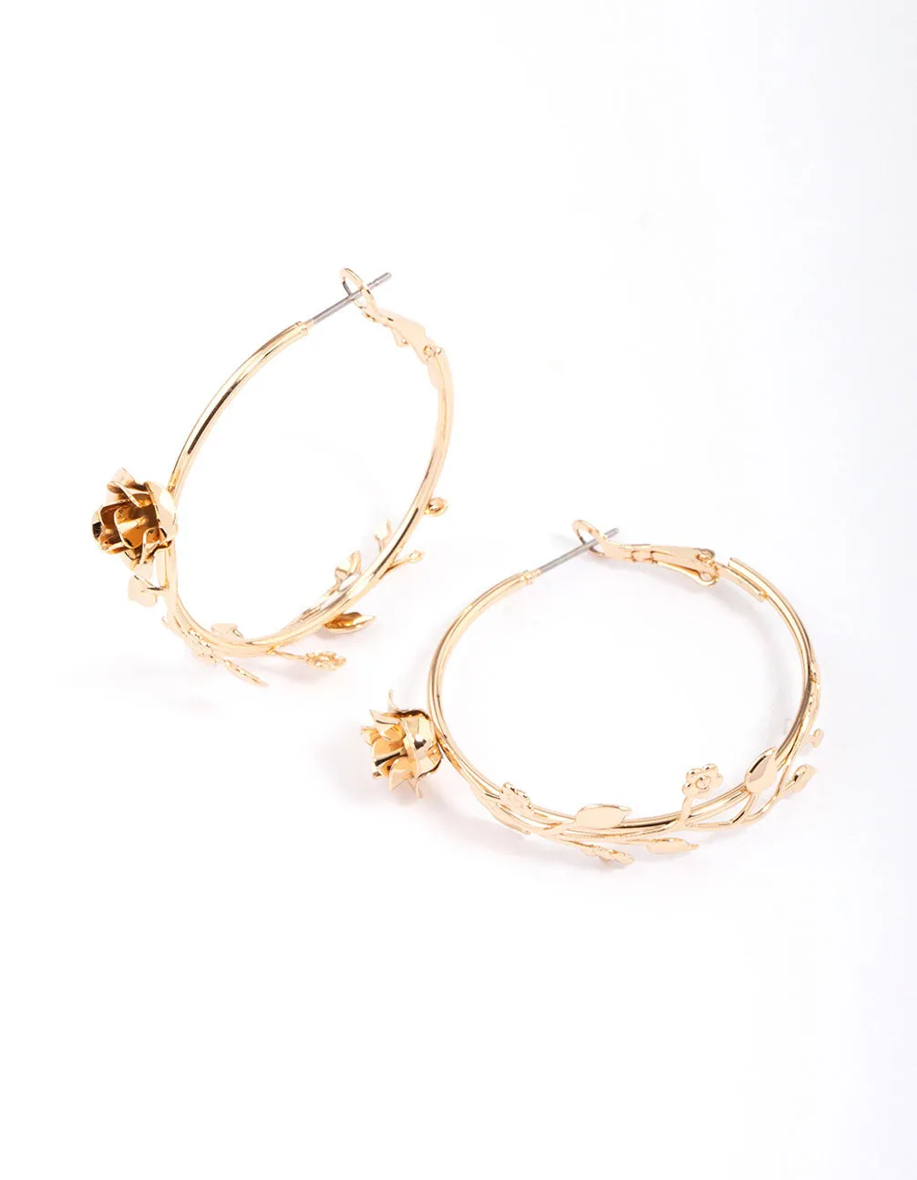Gold Flower Vine Hoop Earrings sold by lovisa