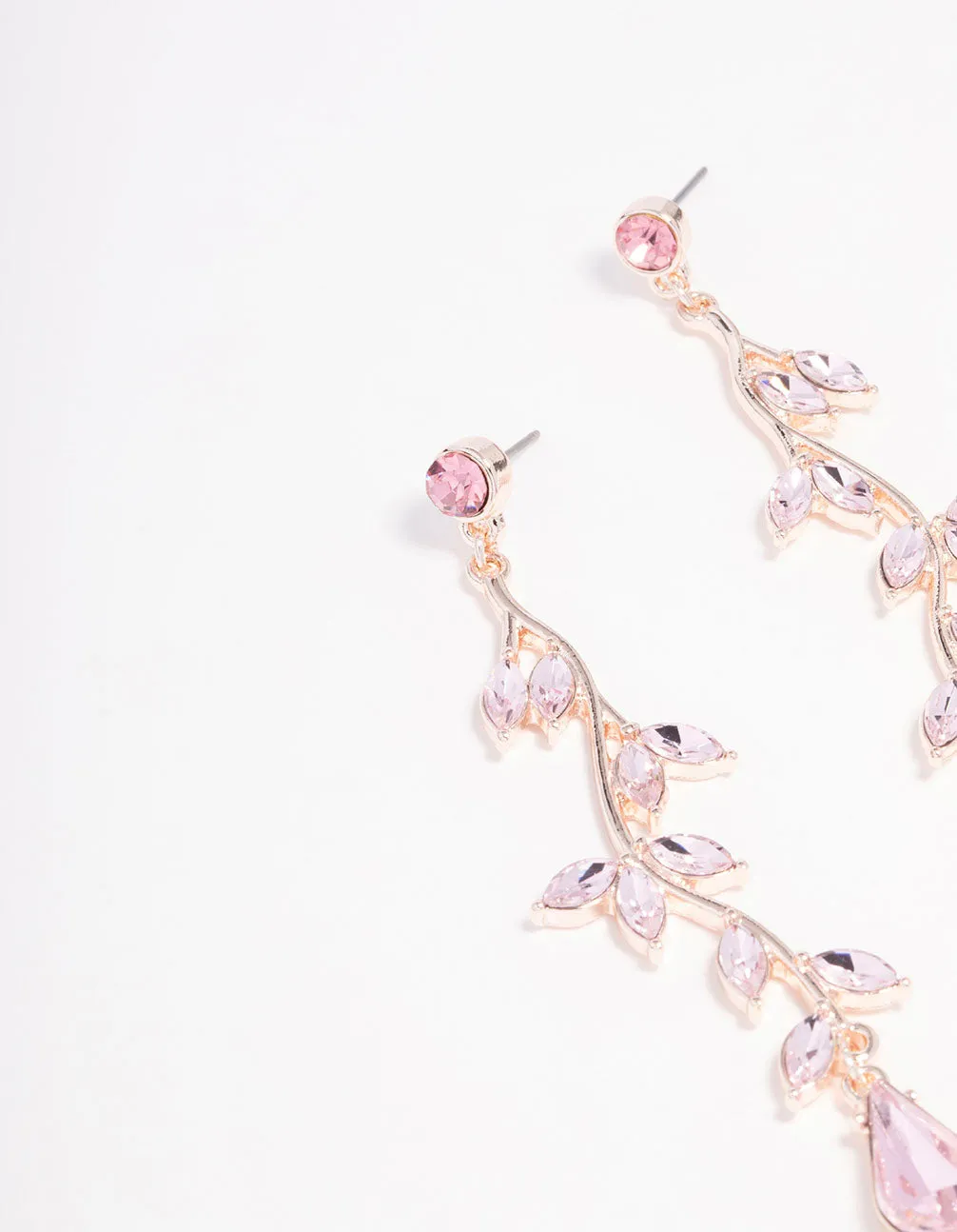 Rose Gold Pink Diamante Leaf Drop Earrings sold by lovisa product image thumbnail 2