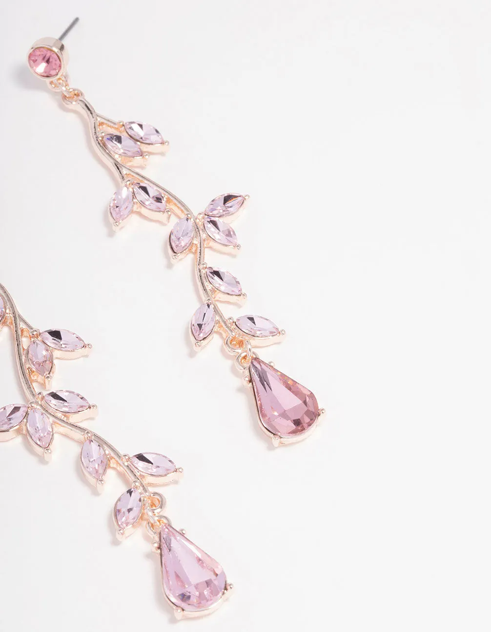 Rose Gold Pink Diamante Leaf Drop Earrings sold by lovisa product image thumbnail 3