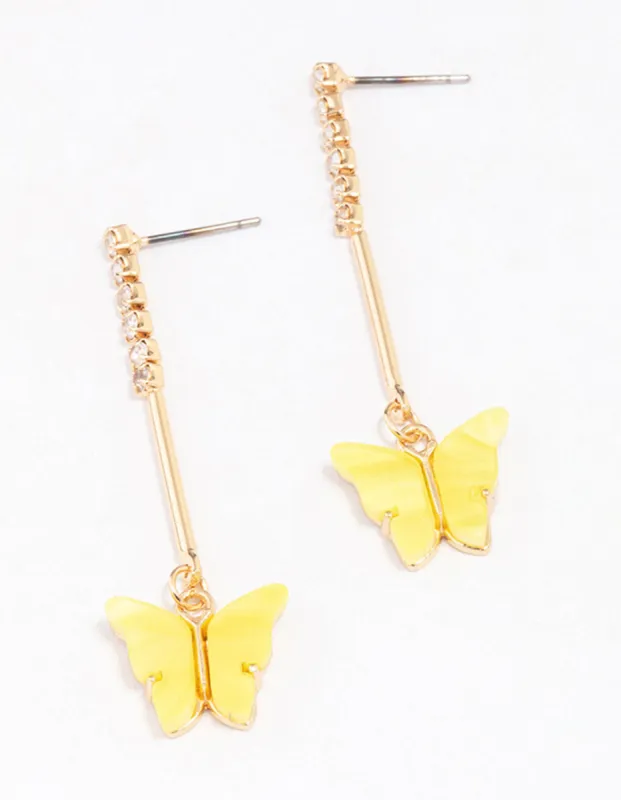 Gold Cupchain Butterfly Drop Earrings sold by lovisa