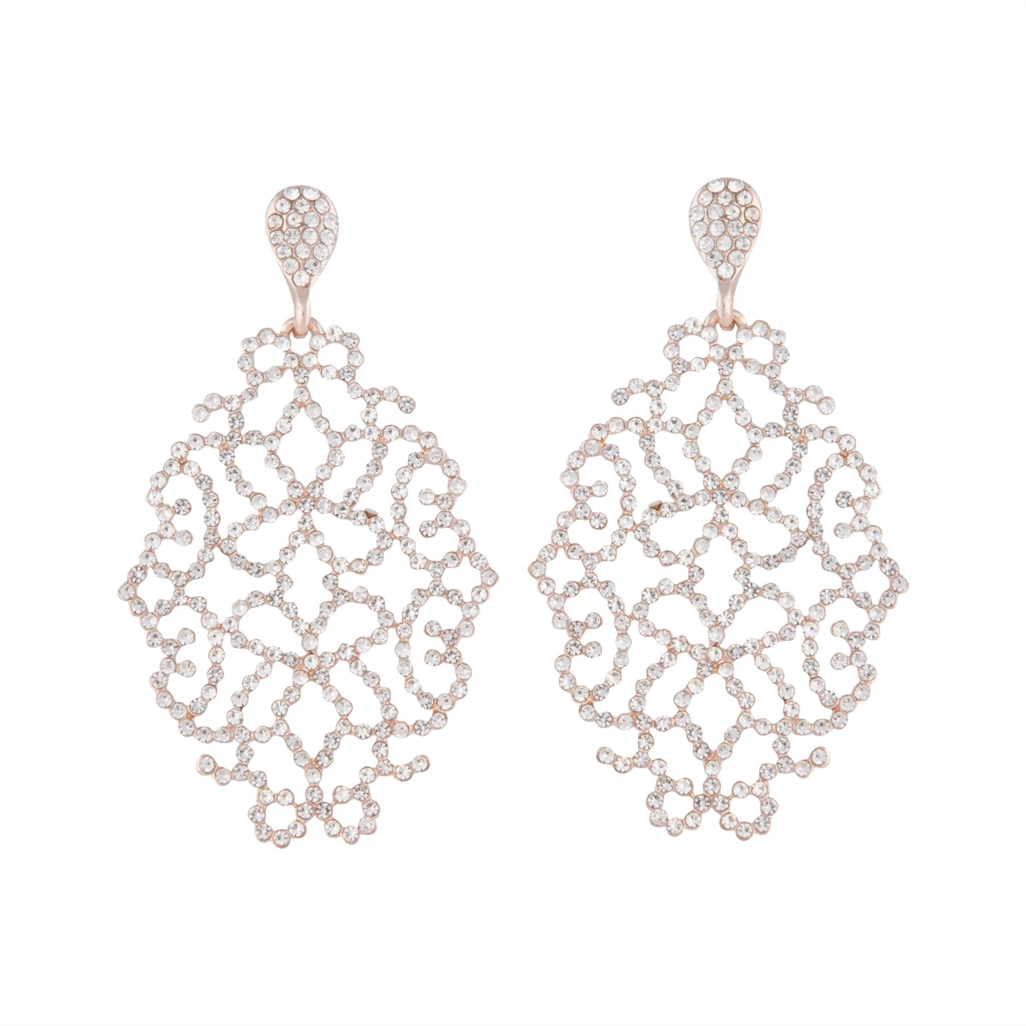 Rose Gold Diamante Intricate Stone Earrings sold by lovisa