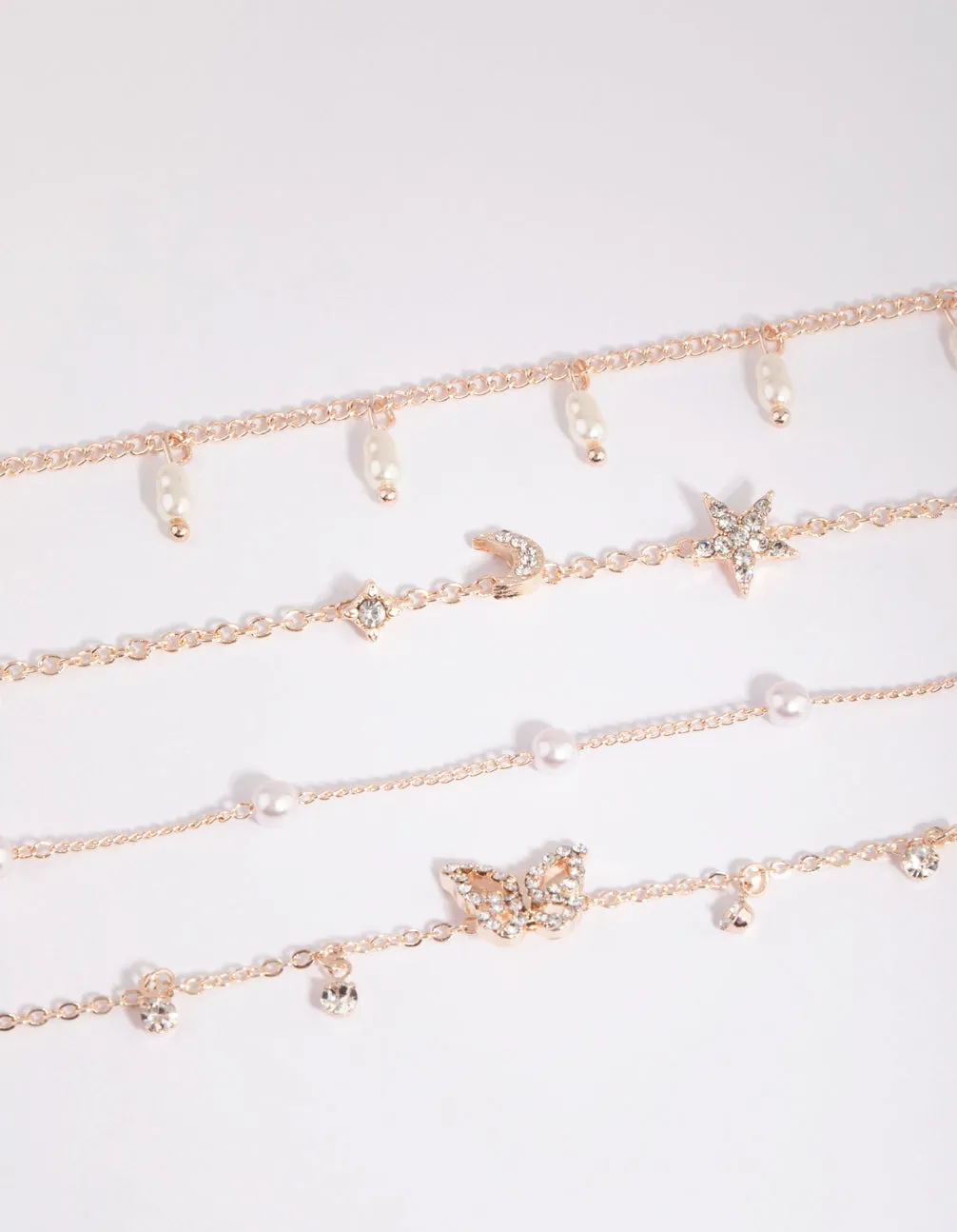 Rose Gold Butterfly Jingle Bracelet & Anklet Set sold by lovisa