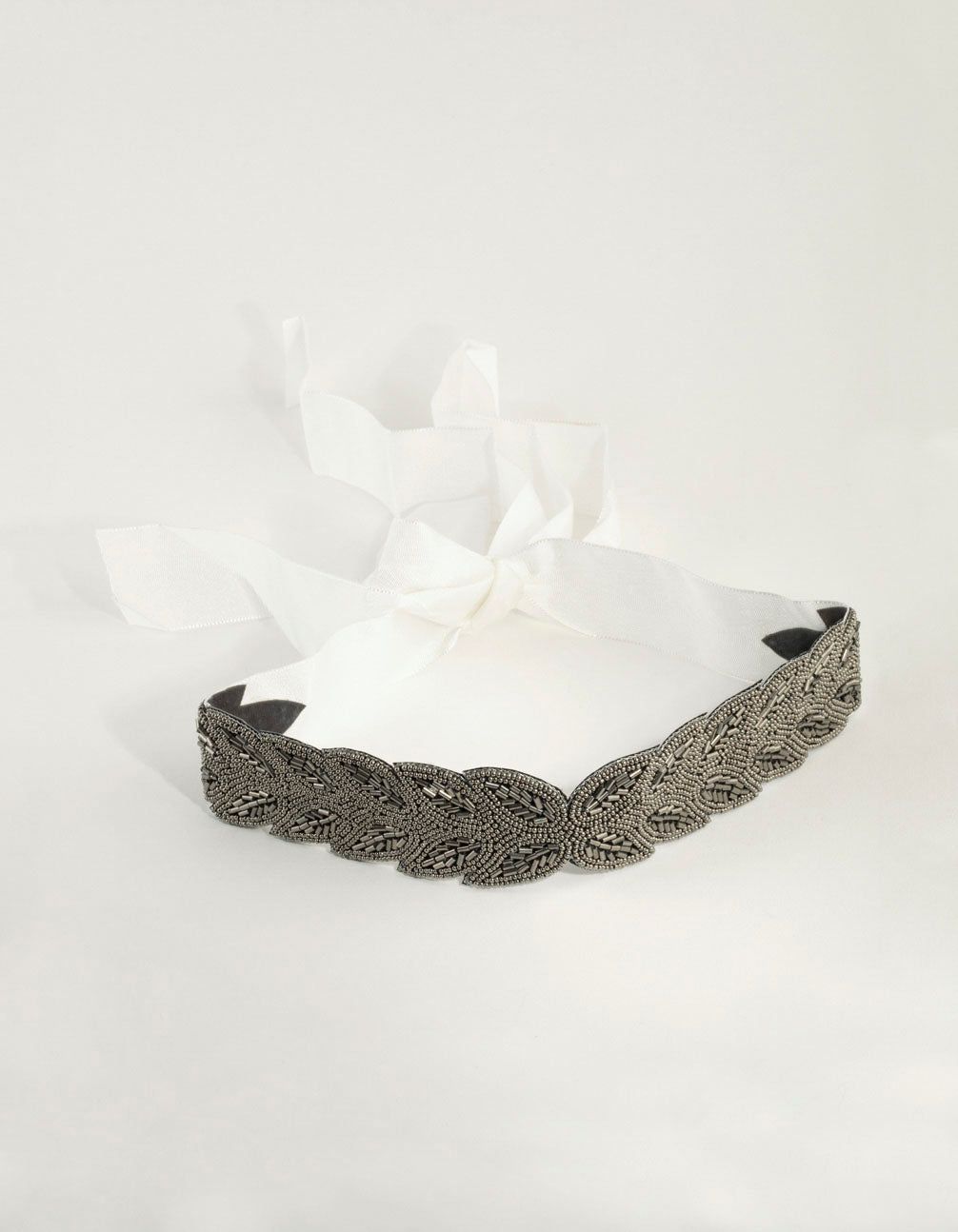 Beaded Leaf Detailed Grey Sash sold by lovisa