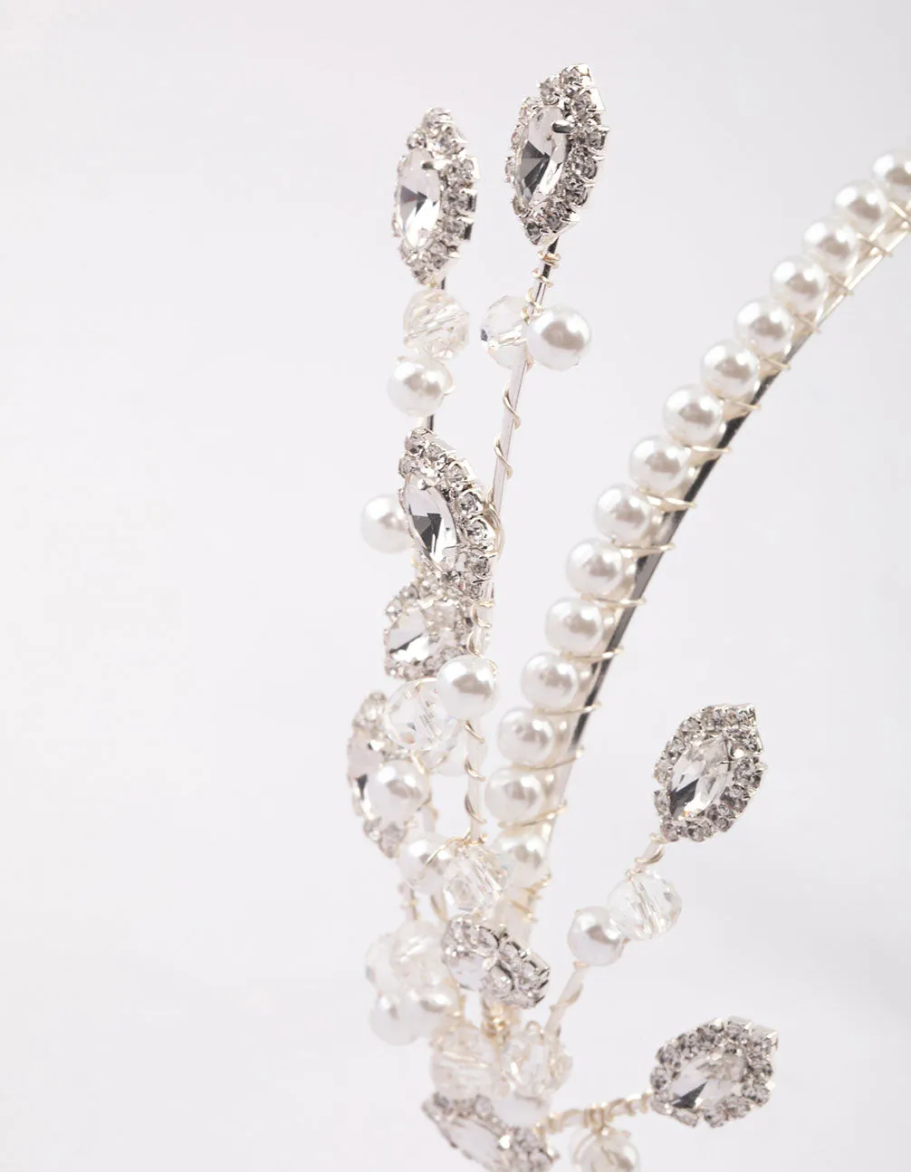 Silver Pearl & Diamante Headband sold by lovisa product image thumbnail 2