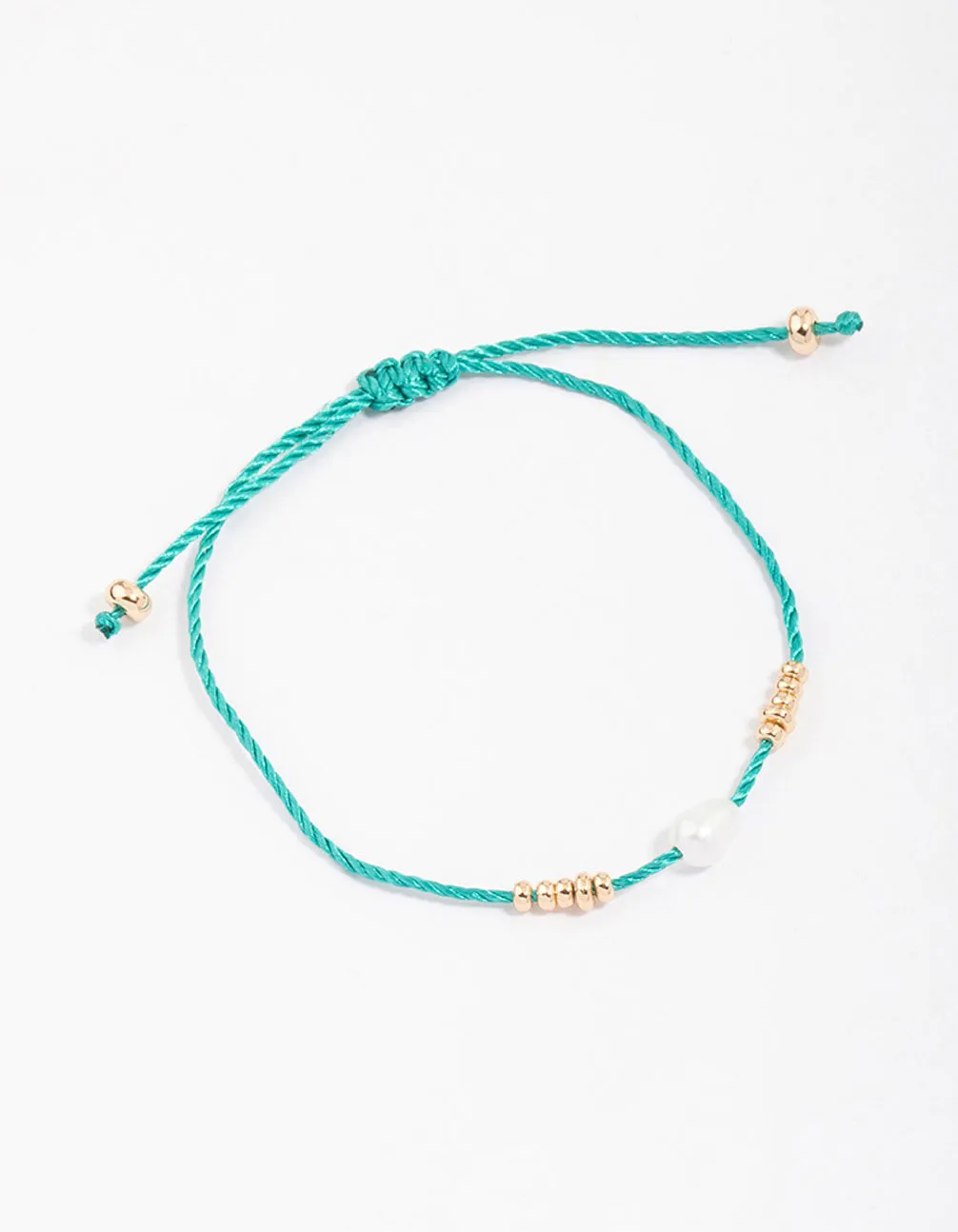 Green Fabric Freshwater Pearl & Beaded Toggle Bracelet sold by lovisa