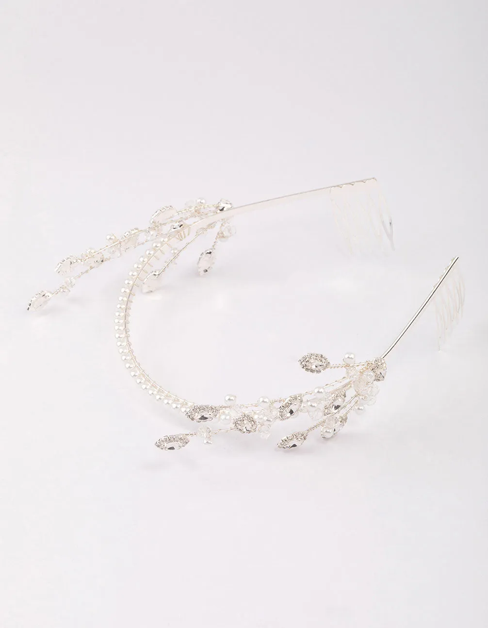 Silver Pearl & Diamante Headband sold by lovisa product image thumbnail 3