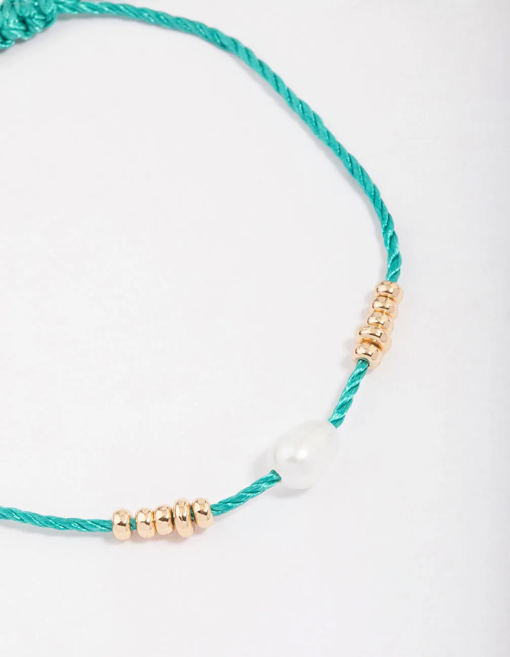 Green Fabric Freshwater Pearl & Beaded Toggle Bracelet sold by lovisa product image thumbnail 2