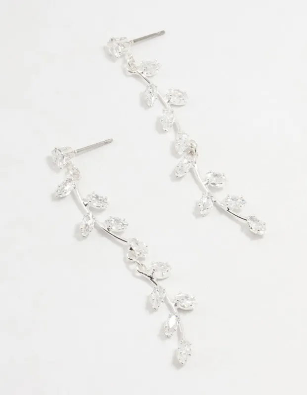 Cubic Zirconia Leaf Drop Earrings sold by lovisa