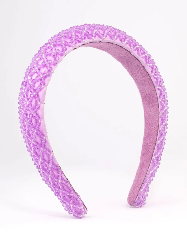 Lilac Fabric Facet Bead Embellished Headband sold by lovisa