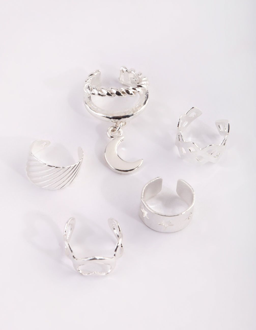 Silver Heart & Moon Ear Cuff sold by lovisa