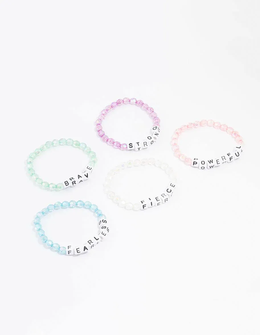 Rainbow Affirmation Bracelets 5-Pack sold by lovisa