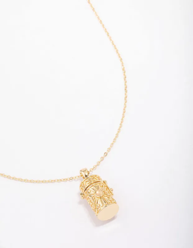 Gold Plated Barrel Locket Pendant Necklace sold by lovisa
