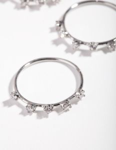 Rhodium Cubic Zirconia Pattern Ring Stack sold by lovisa